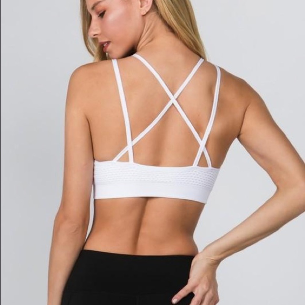 MESH LAYER SPORTS BRA-WHITE - Picture 2 of 3